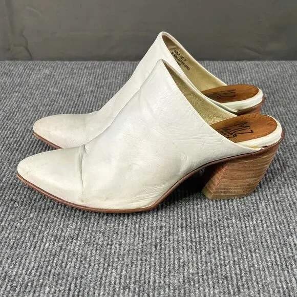 Miz Mooz Heels Women’s 6.5 Amalia Mules Leather Boho Slip On Minimalist White - Picture 3 of 12